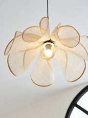  Nordic beige fabric flower pendant light for bedroom or nursery.