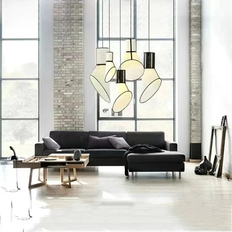 “Nordic fabric pendant light for duplex staircase and quiet living room”