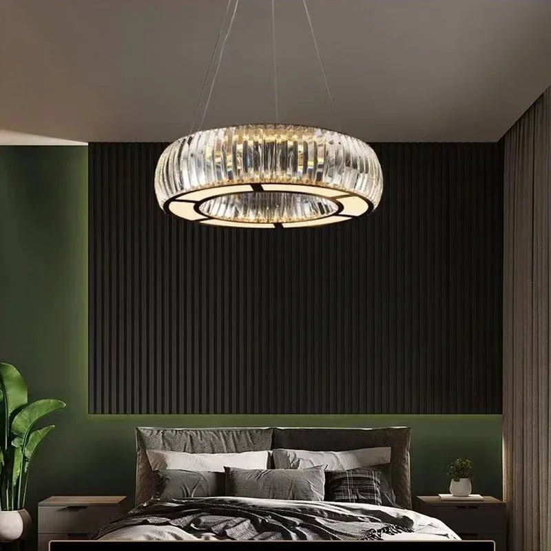 “Nordic gold crystal ring chandelier for luxury interiors”