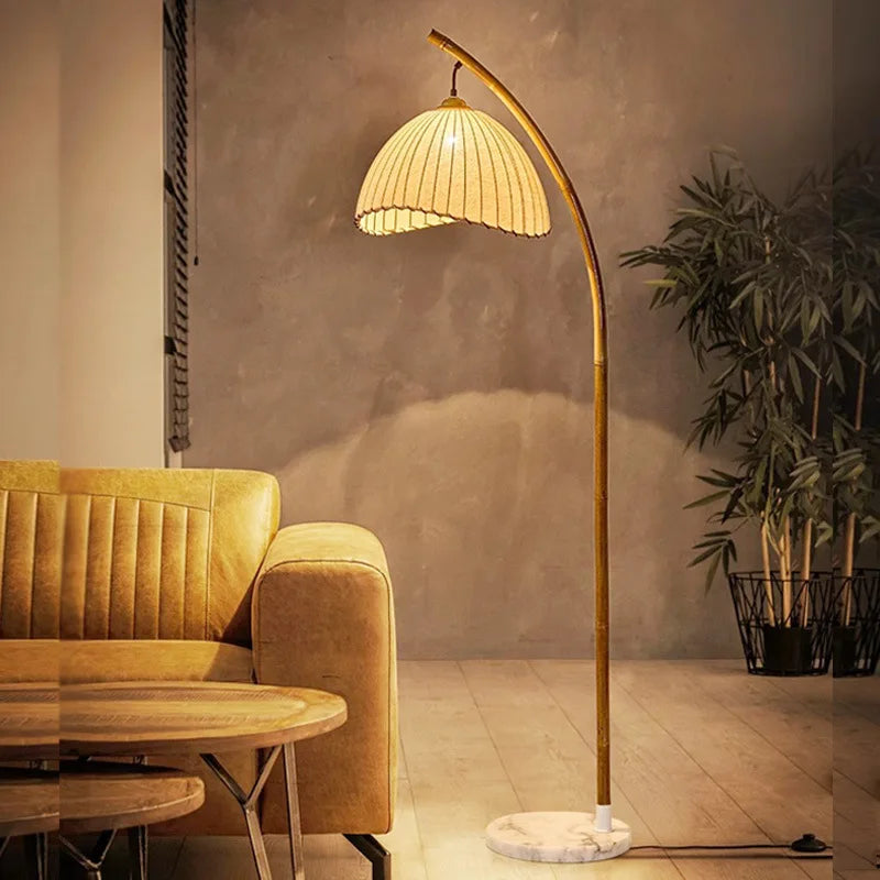 “Nordic style arc lamp for Japandi bedroom and study”