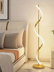 “Nordic spiral LED floor lamp with luxury aluminum design”