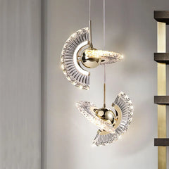 Nordic UFO pendant light with crystal shade for bedside ambient lighting