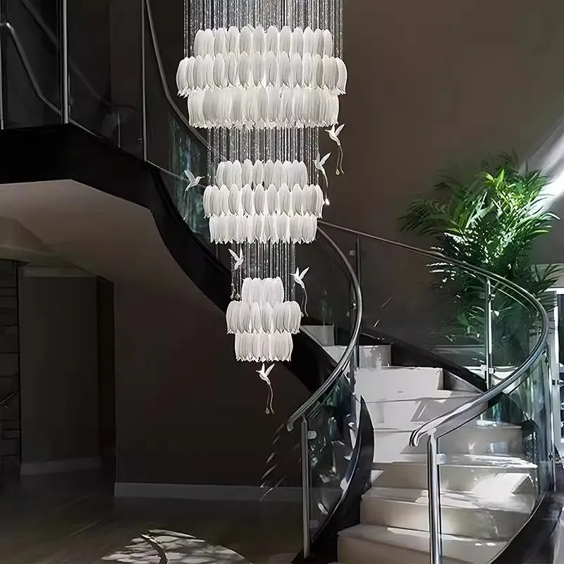 “Nordic cascading chandelier for staircase with alloy frame”