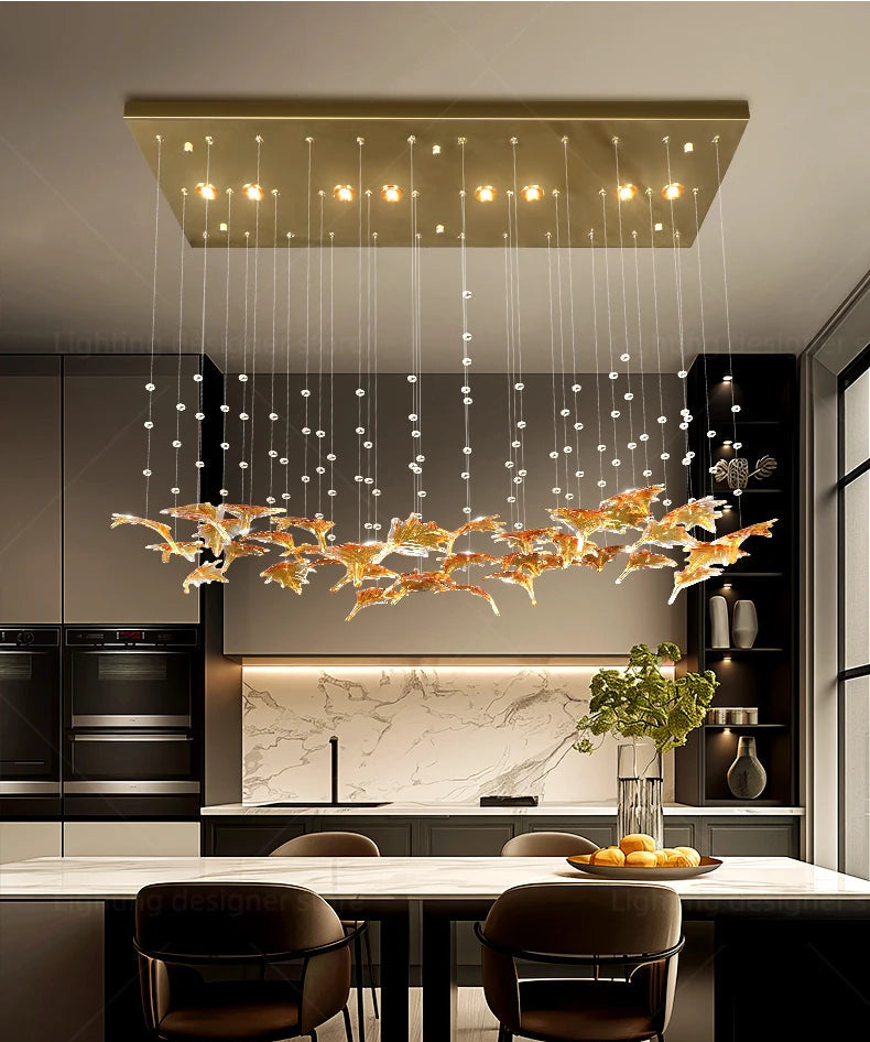Touch switch pendant chandelier with layered hanging elements