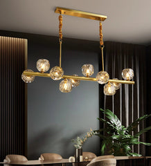 Copper hanging pendant lamp with G9 base and included LED bulbs for living room lighting