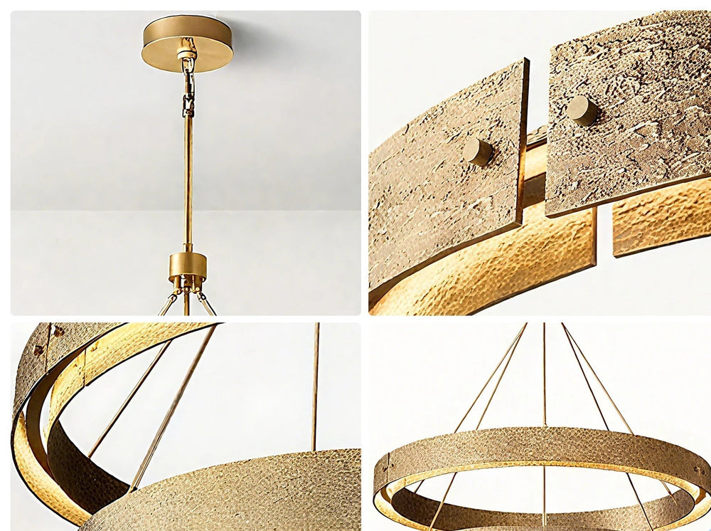 Polished copper pendant chandelier for large living room lighting