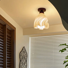 “Polished wood PLA ceiling lamp with vintage artistry”