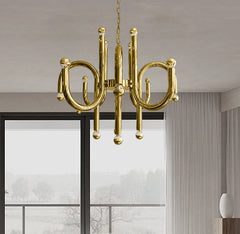 Polished steel art chandelier emphasizing premium craftsmanship

