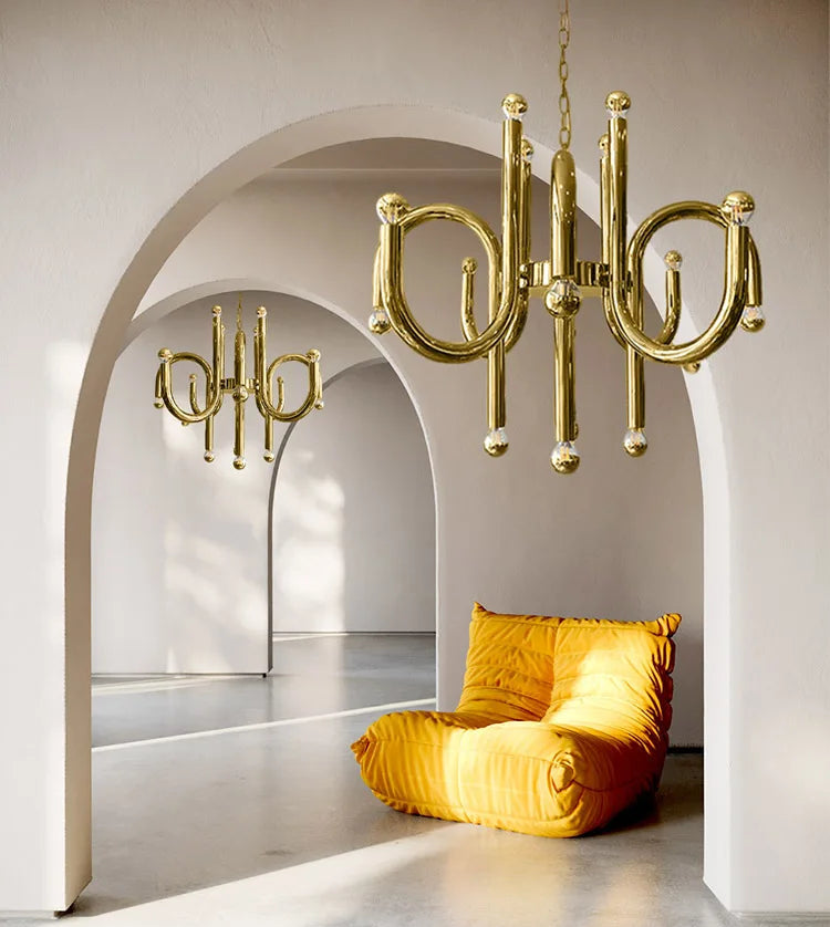  Ceiling-mounted modern chandelier showing up and down lighting effect