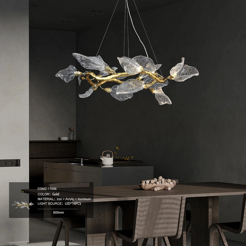 Six-light ceiling chandelier designed for dining table statement lighting