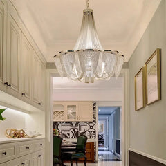 Dimmable modern pendant chandelier styled as a luxury centerpiece