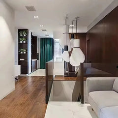 “Modern rope hanger lamp with soft linen shade for bedroom ambience”