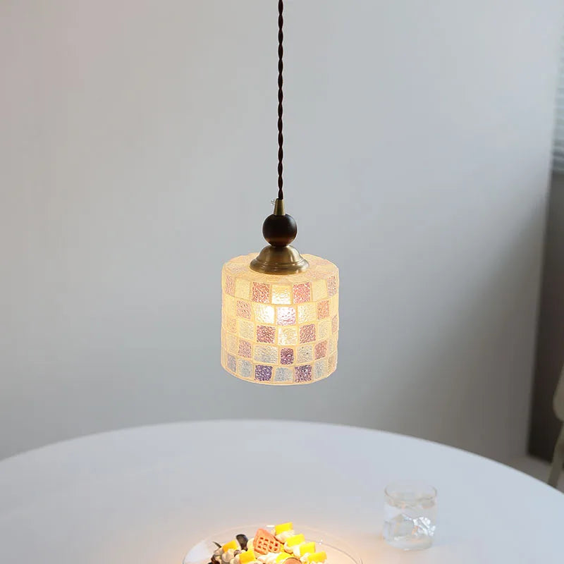 “Retro modern mosaic LED pendant lamp for dining or bedroom, Liglite”

