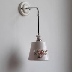 “Retro pink ceramic wall light for bedroom or cafe decor”