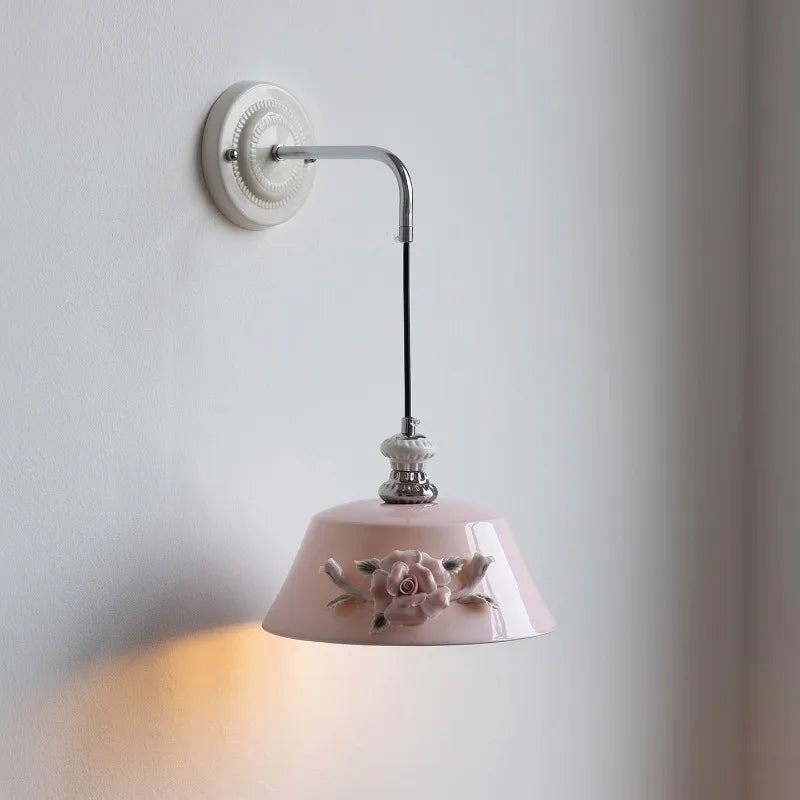 “Romantic floral wall sconce with vintage metal hardware”
