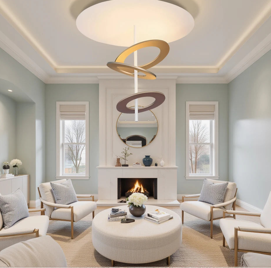 Rotatable LED ceiling light with high transmittance shade for foyer ceilings