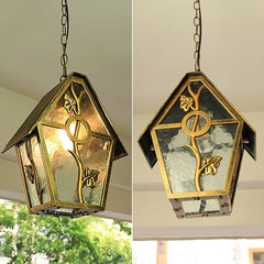 “Rustic stripped glass pendant light for patio and garden decor”