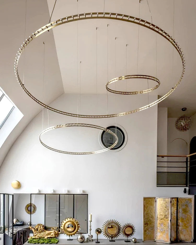 Sculptural semiflush mount chandelier enhancing industrial or contemporary interiors