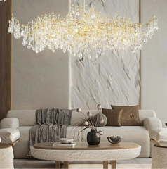 Semi-flush crystal chandelier with G9 LED bulbs and touch control for living room lighting