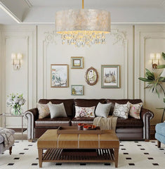 Round shell and K9 crystal pendant chandelier with chain hanging design