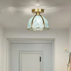 “Sky blue crystal ceiling light, Nordic style, flush mount”