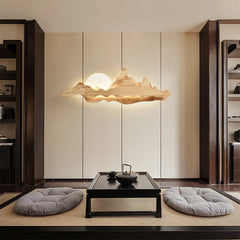 Solid wood wall lamp with up and down LED light for meditation room ambience