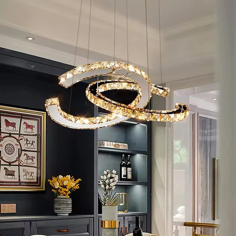 “Luxury spiral crystal chandelier for upscale living room”