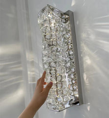 Crystal wall light with stainless steel body for living room sofa accent lighting