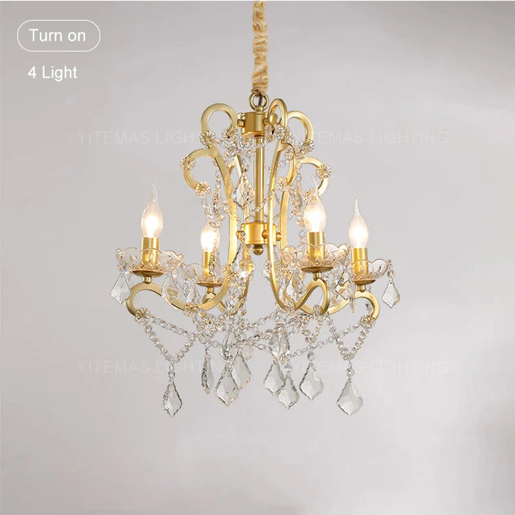 “Modern gold chandelier with crystals for staircase or hotel”