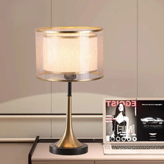 “Switzerland luxury table lamp with brown iron base and fabric shade”