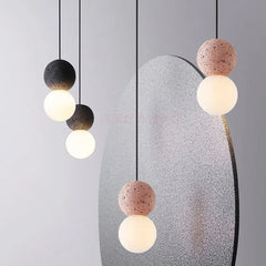 Terrazzo stone globe pendant lamp with E27 bulb for ambient room lighting