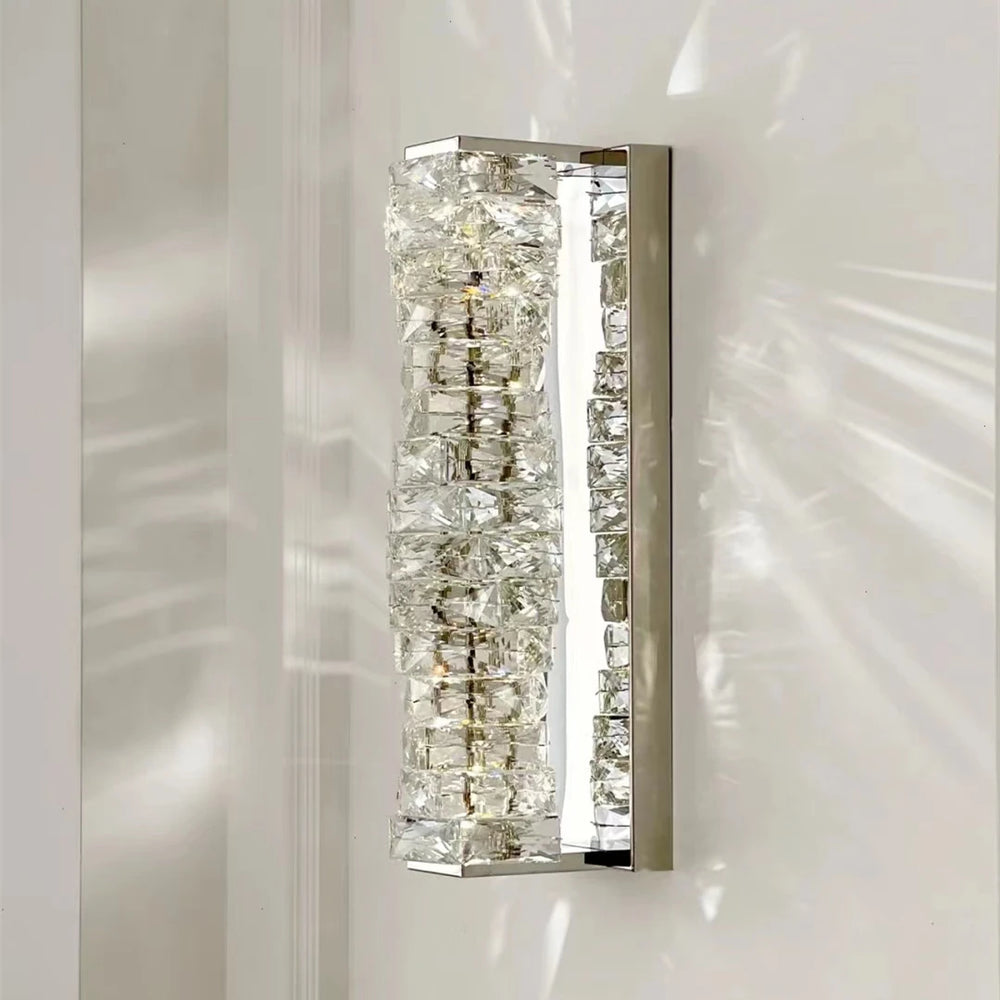 Wall mounted crystal LED sconce with touch on off switch for bedroom use