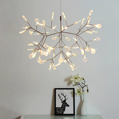 Sculptural metal and acrylic pendant light with branching arms