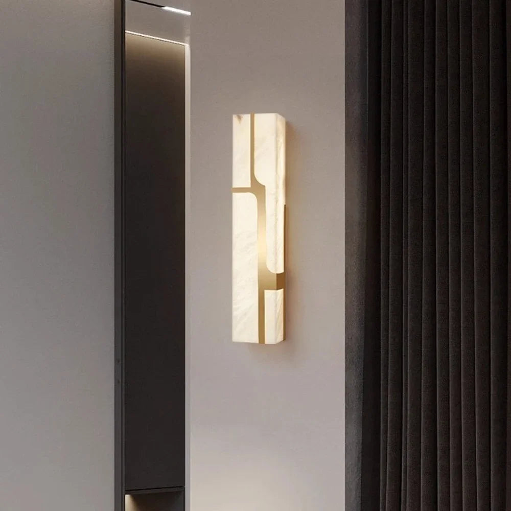 Villa corridor wall light made with marble shade and copper body for daily lighting