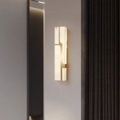 Villa corridor wall light made with marble shade and copper body for daily lighting