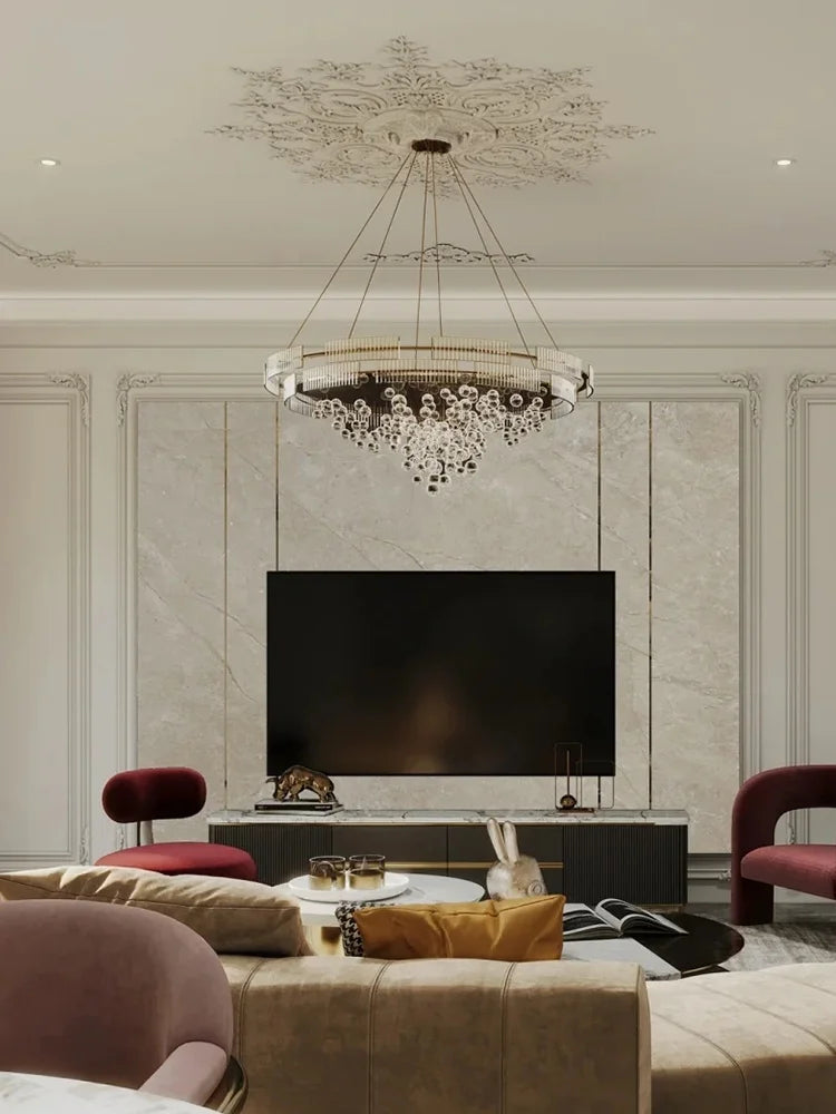 Statement glass cluster ceiling light designed for lobbies and showrooms