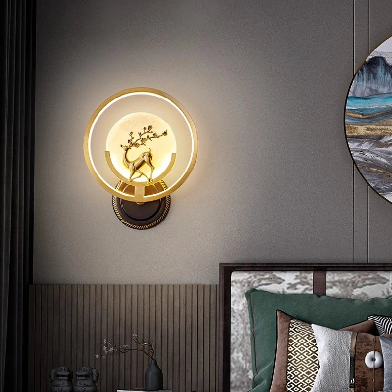 “Zen artistic hallway wall light, copper, for living or bedroom, Liglite”