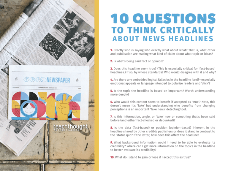 20 Questions To Help Students Think Critically About The News