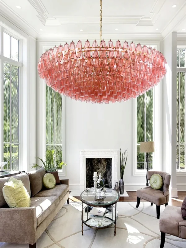 Gemstone Shape Glass Lustre Hanging Chandelier 1