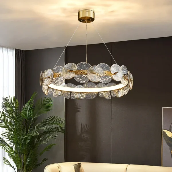 Frosted Circular Glass Led Chandelier 1