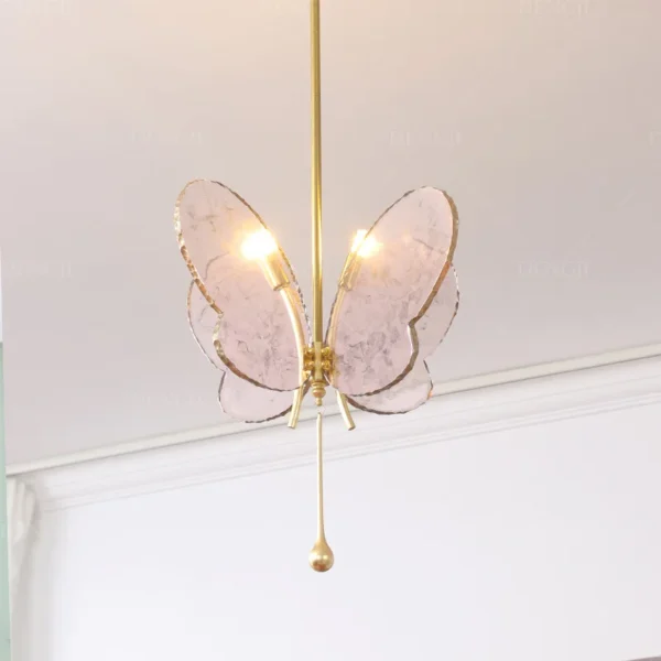 Butterfly Colour Glass Pendant Light – pink 1