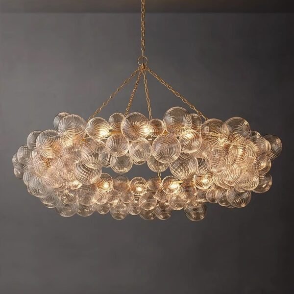 Frosted Glass Bubble Gold Chrome LED Ceiling Chandeliers 1