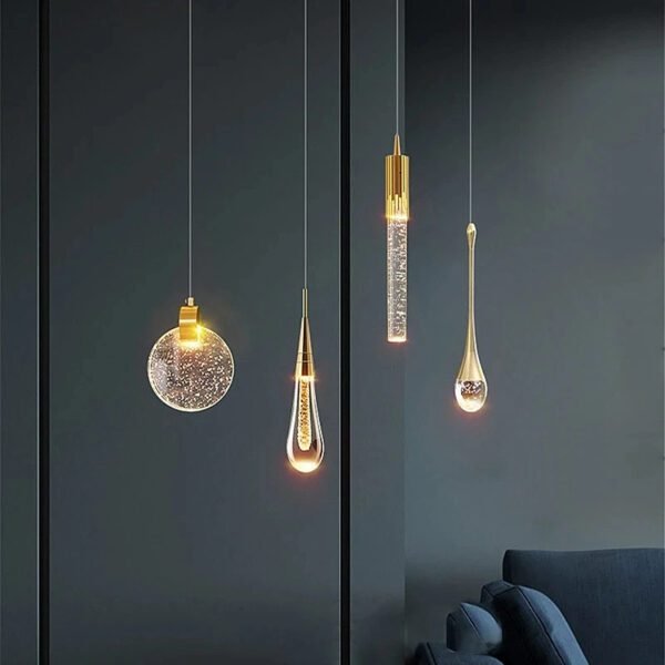 Crystal Clear Hanging Droplet Pendant Lamp 1
