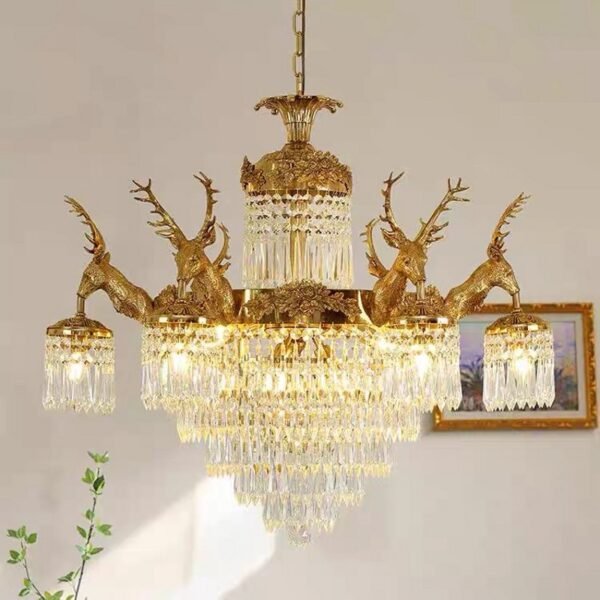 French Deer Gold Chandelier 1