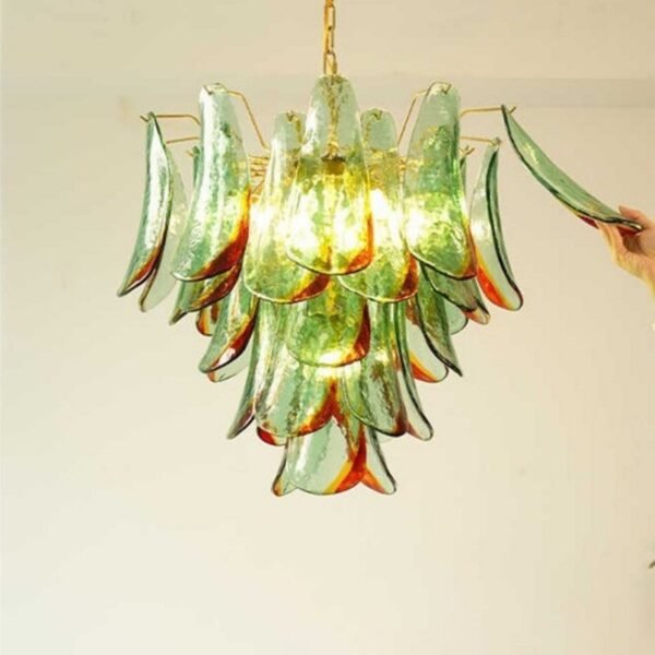 Green Glass Petal LED Pendant Lamp 1