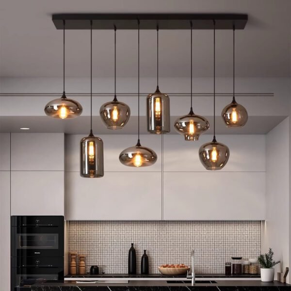 Black Glass Bulb Pendant Hanging Lamp Fixture 1
