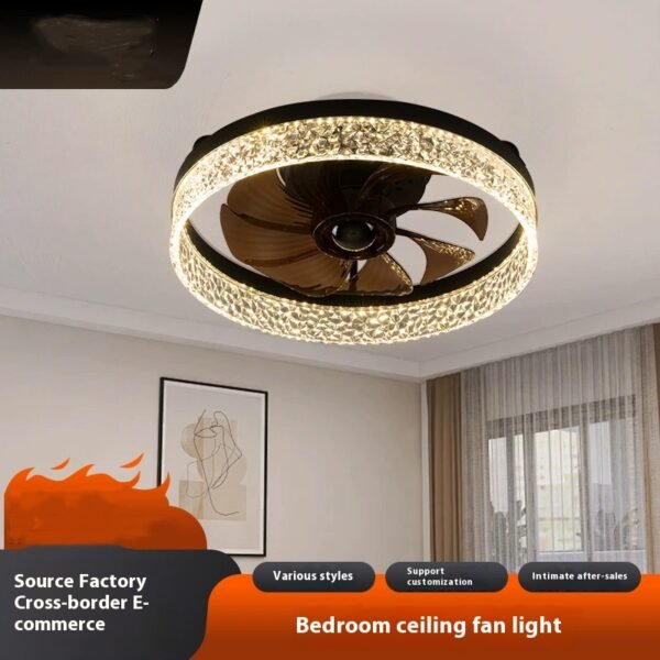 85-265V Crystal ceiling fan lights – 40CM black 1