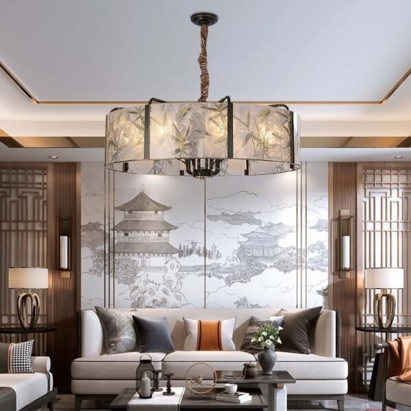 Zen Artistic Pendant Light with Enamel Copper Frame Chandelier 1