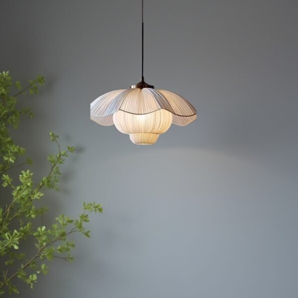 space illuminated with Fabric Floral Petal Tea Pendant Light