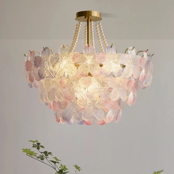Colored Flower Crystal Glass Chandelier 1